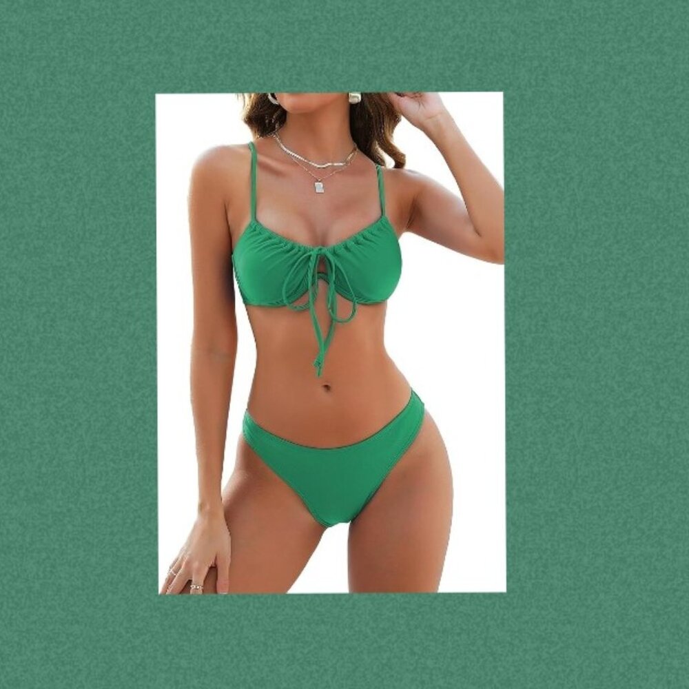 ZAFUL Women High Cut Bikini with Underwire Top Size Large NWT